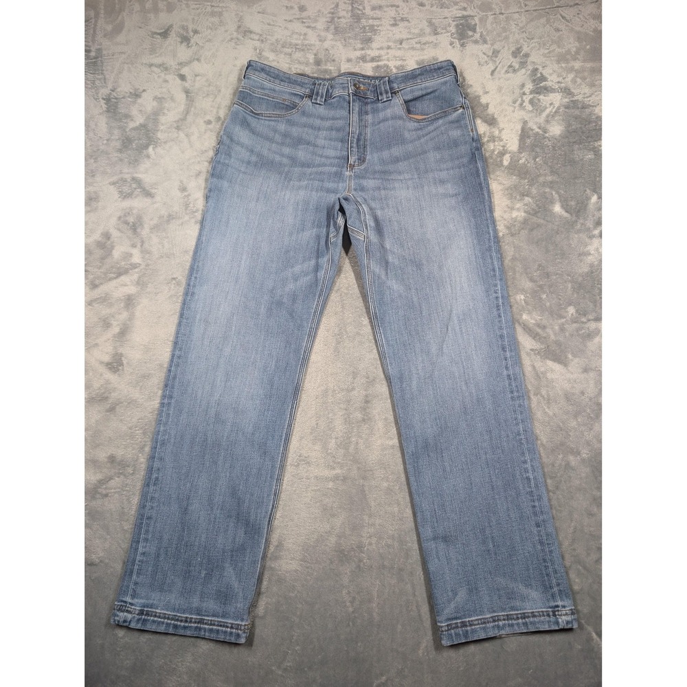 Duluth Ballroom Double Flex Jeans Mens 36x32 Light Wash Blue Relaxed Straight